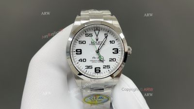Clean Factory Rolex Air-King 3132 White Face Watch 39mm 